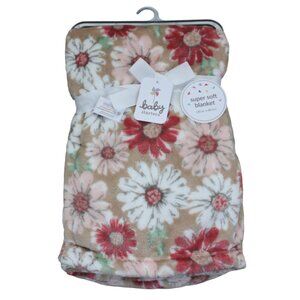 Baby Starters Brown Pink White Daisy Flower Fleece Blanket Infant Girls NWT RARE